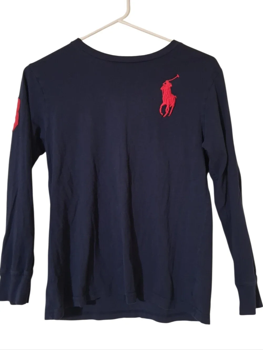 Polo Ralph Lauren Navy Long Sleeve Red Big Pony Tee Shirt Youth M (10-12) 150